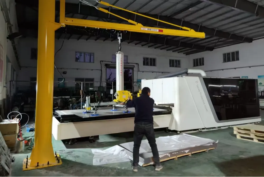 Pneumatic vacuum suction cup gripping for metal sheet loading and unloading